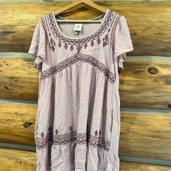 Women's Flutter Short Sleeve Embroidered A-Line Dress- Knox Rose - Picture 2 of 3